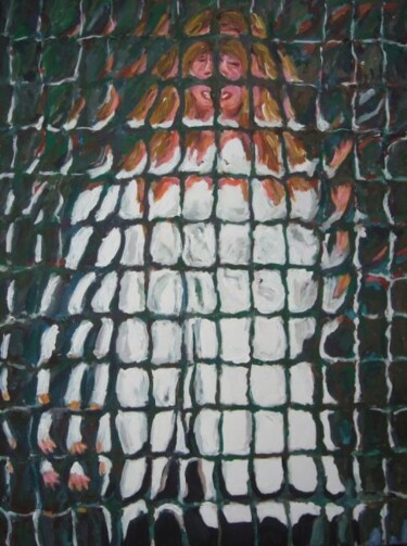 Schilderij getiteld "Donna con giaccone…" door Paolo Avanzi, Origineel Kunstwerk, Acryl