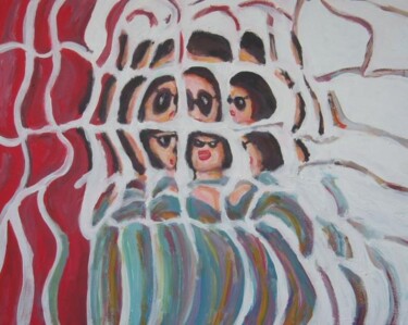 Pittura intitolato "Donna con occhiali…" da Paolo Avanzi, Opera d'arte originale, Acrilico
