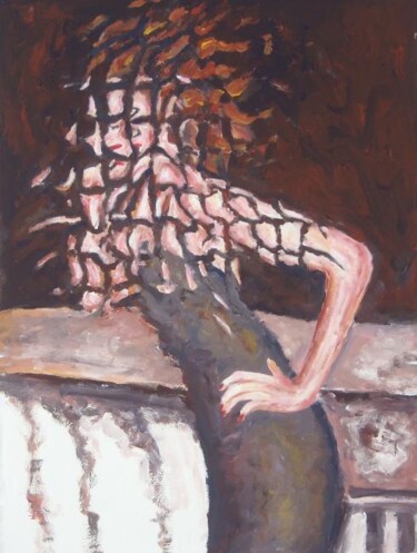 Pittura intitolato "Signora sul balcone" da Paolo Avanzi, Opera d'arte originale, Olio