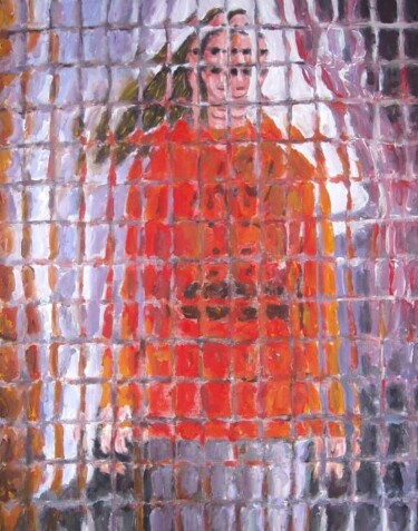 Painting titled "Donna in abito aran…" by Paolo Avanzi, Original Artwork, Oil
