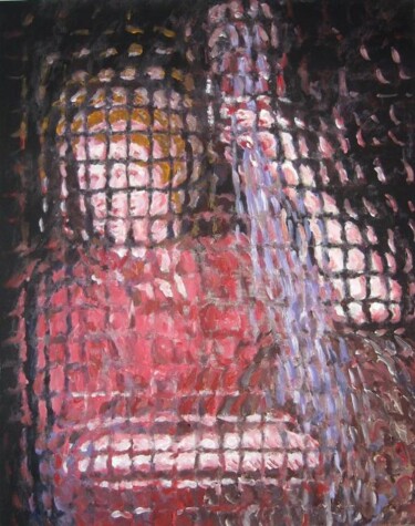 Painting titled "Al contrabbasso" by Paolo Avanzi, Original Artwork, Acrylic Mounted on Wood Panel