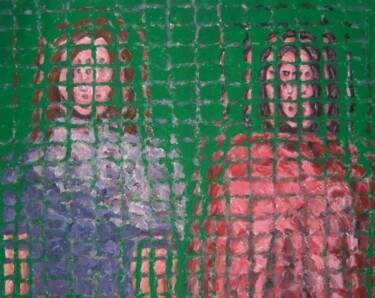 Pittura intitolato "Coppia di donne su…" da Paolo Avanzi, Opera d'arte originale, Acrilico