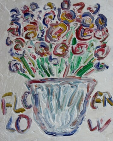 Peinture intitulée "Flowers" par Paolo Avanzi, Œuvre d'art originale, Huile
