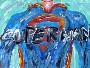Schilderij getiteld "Superman" door Paolo Avanzi, Origineel Kunstwerk, Olie