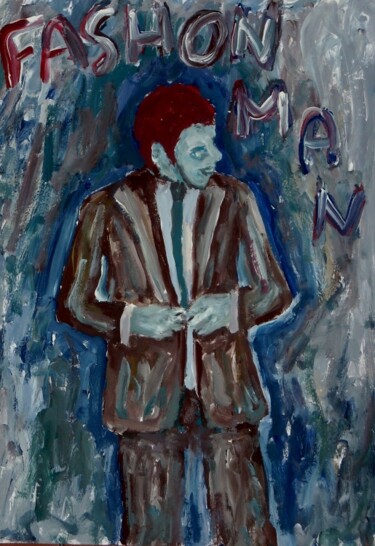 Painting titled "Fashon man" by Paolo Avanzi, Original Artwork, Oil