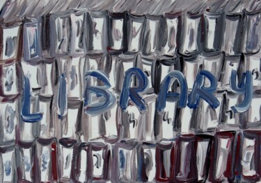 Painting titled "Library" by Paolo Avanzi, Original Artwork, Oil