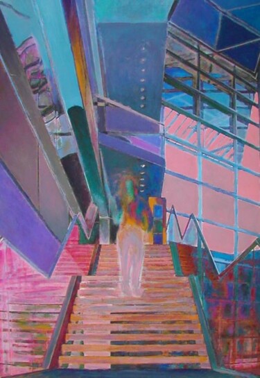 Painting titled "Scendendo le scale" by Paolo Avanzi, Original Artwork