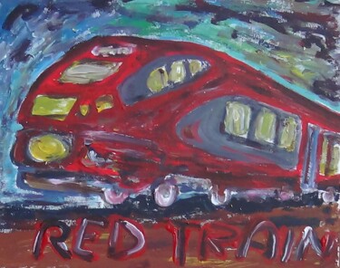 Painting titled "Red train" by Paolo Avanzi, Original Artwork