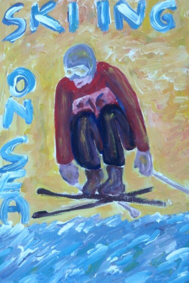 Painting titled "Skiing on sea" by Paolo Avanzi, Original Artwork, Oil