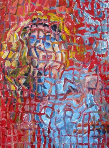 Pittura intitolato "Ragazza su sfondo r…" da Paolo Avanzi, Opera d'arte originale, Acrilico