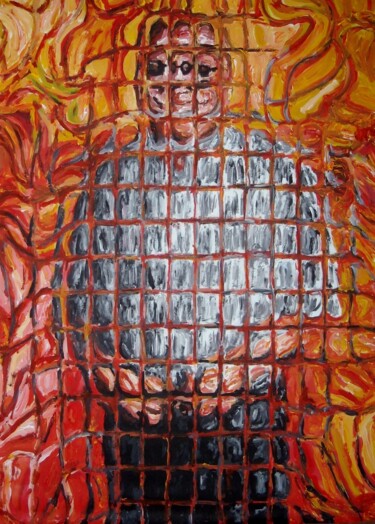 Peinture intitulée "Uomo con camicia bi…" par Paolo Avanzi, Œuvre d'art originale, Acrylique
