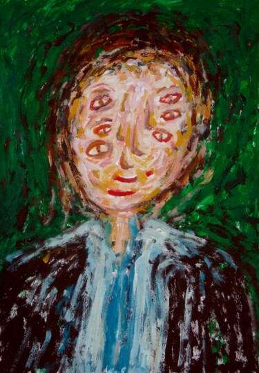 Pittura intitolato "Figura volto su sfo…" da Paolo Avanzi, Opera d'arte originale, Acrilico