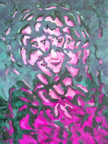 Pittura intitolato "Uomo su sfondo verde" da Paolo Avanzi, Opera d'arte originale, Acrilico