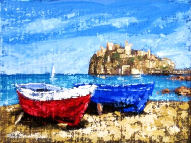 Painting titled "LE DUE BARCHE - 266…" by Paolo Benedetti, Original Artwork, Acrylic Mounted on Cardboard