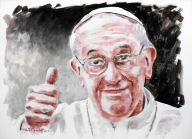 Pintura intitulada "PAPA FRANCESCO 9 -…" por Paolo Benedetti, Obras de arte originais