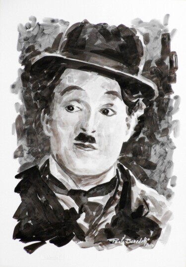 Painting titled "CHARLIE CHAPLIN - 5…" by Paolo Benedetti, Original Artwork