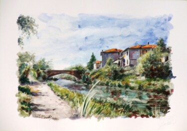 Painting titled "BORGO SUL FIUME - 6…" by Paolo Benedetti, Original Artwork