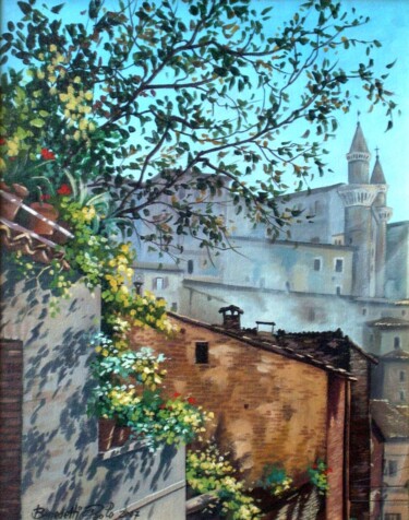 Painting titled "URBINO NELLE PRIME…" by Paolo Benedetti, Original Artwork, Acrylic