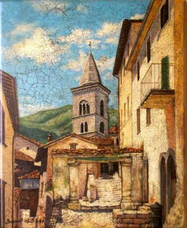 Pittura intitolato "VISSO Centro Storic…" da Paolo Benedetti, Opera d'arte originale, Acrilico