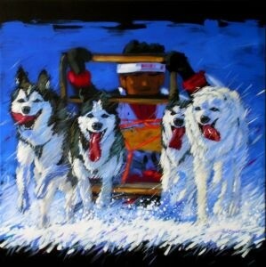 Painting titled "HUSKYES" by Paolo Benedetti, Original Artwork, Acrylic