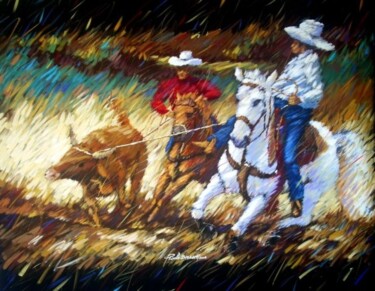 Painting titled "COWBOYS" by Paolo Benedetti, Original Artwork, Oil