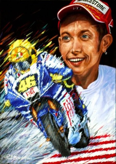 Painting titled "122  VALENTINO ROSSI" by Paolo Benedetti, Original Artwork, Acrylic