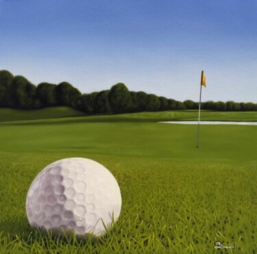 Painting titled "Green and Golf" by Paolo Brugiolo, Original Artwork, Oil
