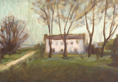 Painting titled "La casa vicino alle…" by Paolo Campogrande, Original Artwork, Oil Mounted on Wood Panel