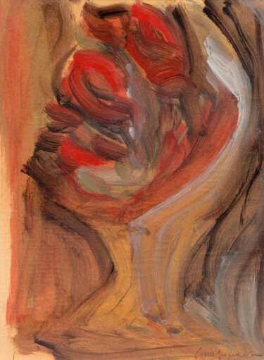 Ζωγραφική με τίτλο "Fiori rossi" από Paolo Campogrande, Αυθεντικά έργα τέχνης, Λάδι Τοποθετήθηκε στο Ξύλινο πάνελ
