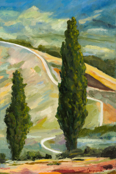 Painting titled "Verso Monte Pastore" by Paolo Campogrande, Original Artwork, Oil