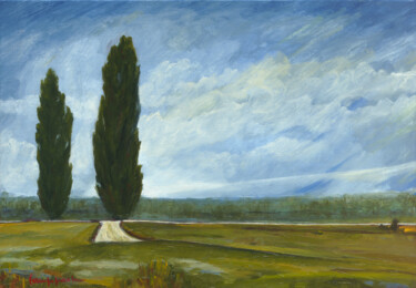 Pittura intitolato "Paesaggio del Delta" da Paolo Campogrande, Opera d'arte originale, Olio