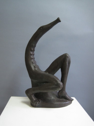 Sculpture titled "Belone sapiens 2" by Paolo Camporese, Original Artwork, Terra cotta
