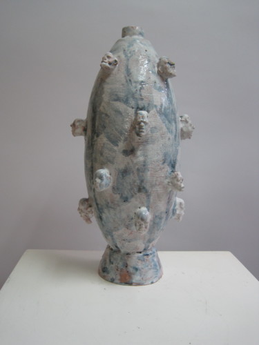 Skulptur mit dem Titel "Vaso di Lombroso bi…" von Paolo Camporese, Original-Kunstwerk, Keramik