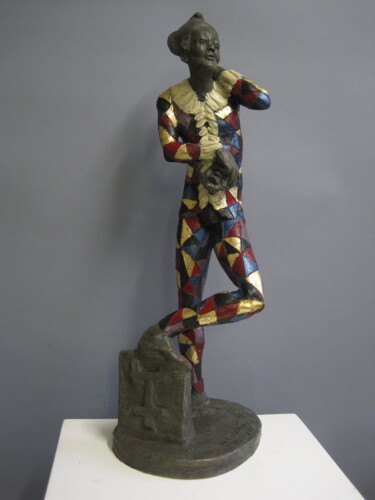 Sculpture titled "Arlecchino kalium" by Paolo Camporese, Original Artwork, Terra cotta