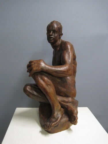 Sculpture titled "Narciso" by Paolo Camporese, Original Artwork, Terra cotta