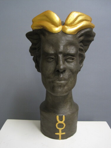 Sculpture titled "Mercurio" by Paolo Camporese, Original Artwork, Terra cotta