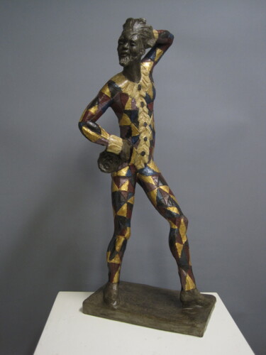 Sculpture titled "Harlequin dancer" by Paolo Camporese, Original Artwork, Terra cotta