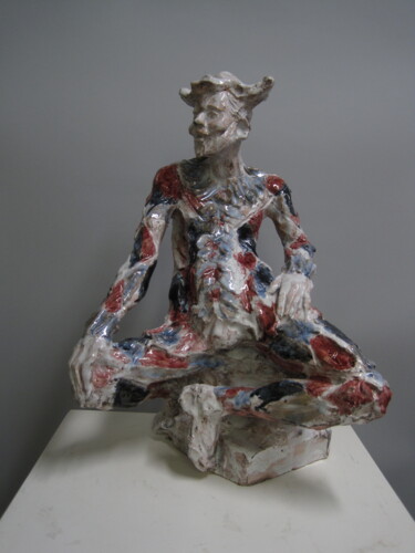 Sculptuur getiteld "Arlecchino rosso" door Paolo Camporese, Origineel Kunstwerk, Keramiek