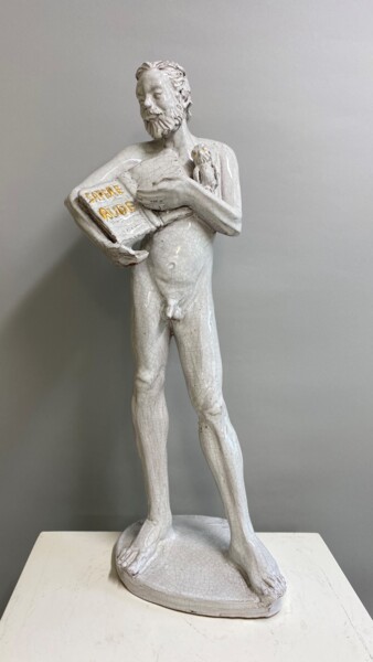 Sculptuur getiteld "Civetta Minerva" door Paolo Camporese, Origineel Kunstwerk, Keramiek