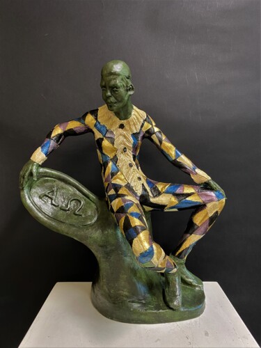 Sculptuur getiteld "Arlecchino Alfa e O…" door Paolo Camporese, Origineel Kunstwerk, Terra cotta