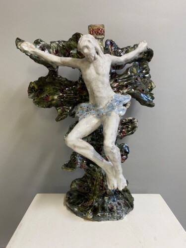 Sculpture titled "Crocefisso informale" by Paolo Camporese, Original Artwork, Ceramics
