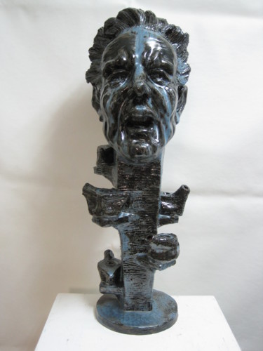 Sculpture titled "L'oracolo delle 5 l…" by Paolo Camporese, Original Artwork, Ceramics