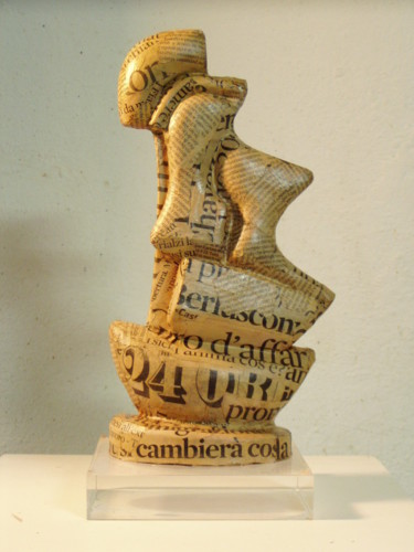 Sculptuur getiteld "Il vento che cambia" door Paolo Camporese, Origineel Kunstwerk, Terra cotta