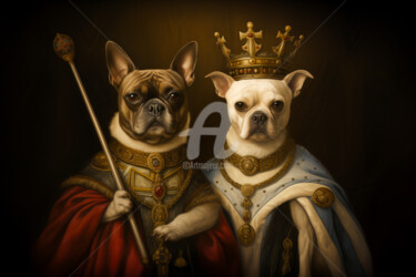 Digitale Kunst mit dem Titel "The Royal Bulldogs" von Paolo Chiuchiolo, Original-Kunstwerk, KI-generiertes Bild