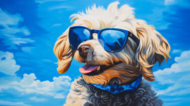 Arte digital titulada "Cool Dog Beneath Th…" por Paolo Chiuchiolo, Obra de arte original, Imagen generada por IA