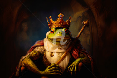 Digitale Kunst getiteld "His Majesty The Toad" door Paolo Chiuchiolo, Origineel Kunstwerk, AI gegenereerde afbeelding