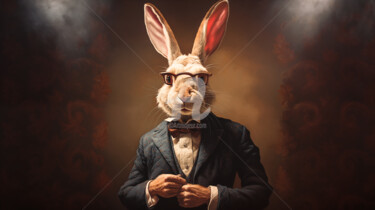 Arte digital titulada "Dandy Rabbit" por Paolo Chiuchiolo, Obra de arte original, Imagen generada por IA