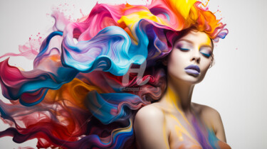 Digitale Kunst getiteld "The Colors Of Beauty" door Paolo Chiuchiolo, Origineel Kunstwerk, AI gegenereerde afbeelding