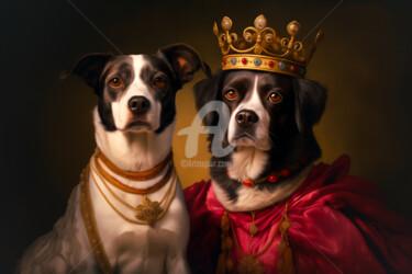 Artes digitais intitulada "Doggy King And Prin…" por Paolo Chiuchiolo, Obras de arte originais, Imagem gerada por IA