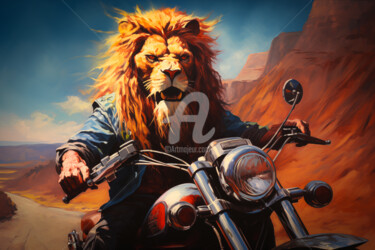 Digitale Kunst getiteld "The Lion Glory!" door Paolo Chiuchiolo, Origineel Kunstwerk, AI gegenereerde afbeelding